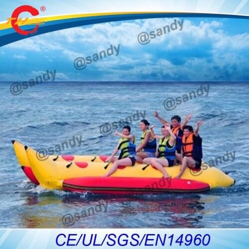 Free air ship to door,8persons double row inflatable flying banana boat,water sport game