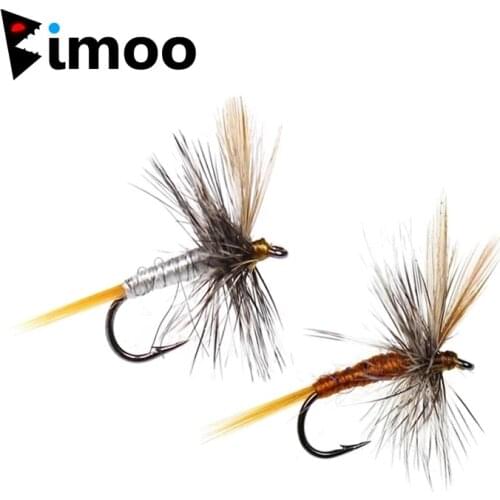 Bimoo 6PCS Size #14 Gray Brown Adams Mayfly Adult Dry Fly Rocky River Trout Fishing Flies Bait Lure
