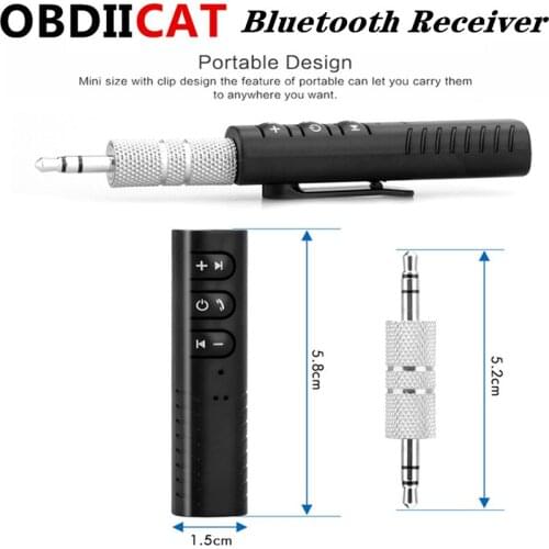 OBDIICAT Bluetooth Receiver Car Bluetooth 3.5mm Music Bluetooth Audio Receiver Handsfree Call Car Transmitter Auto Adapter