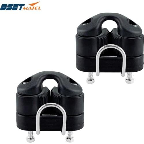 2PCS Black Composite Ball Bearing Cam Cleat with leading Ring Pilates Equipment Boat Fast Entry Rope Wire Fairlead Sailing