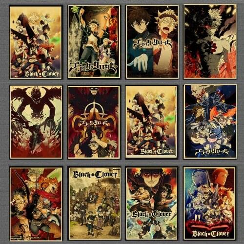 Home Decor Painting Black Clover Poster HD Prints Japanese Animation Pictures Bar Cafe Hotel Wall Sticker Retro Anime Poster
