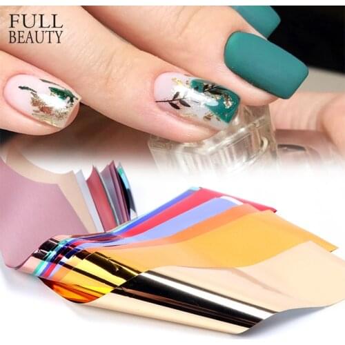 14pcs Metallic Foils for Nail Sticker Holographic Mirror Adhesive Wrap Decals Starry Paper Gel Accessories Nail Foil Set CH996-1