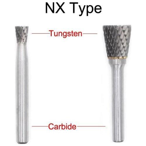 NX1213M06 4380 12mm NX1616M06 4381 16mm Inverted Cone Reverse Taper Type Tungsten NX Double Groove Cut Grinding Rotary Rasp File