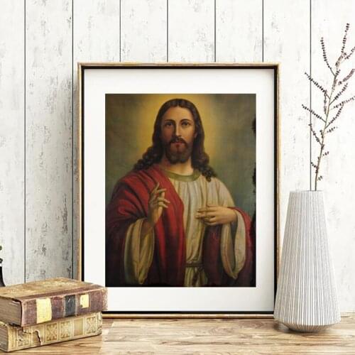 Jesus Christ Portrait Poster Canvas Painting Christian Wall Art Picture Religion Prints Church Decoration Paintings Home Decor