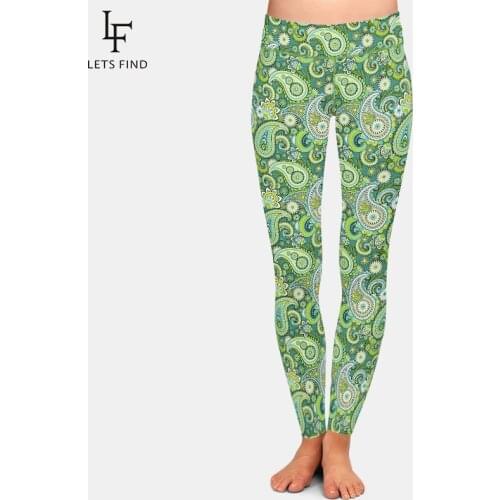 LETSFIND Beautiful Paisley Digital Print Plus Size Women Legging High Waist Fashion Slim Fitness Leggings