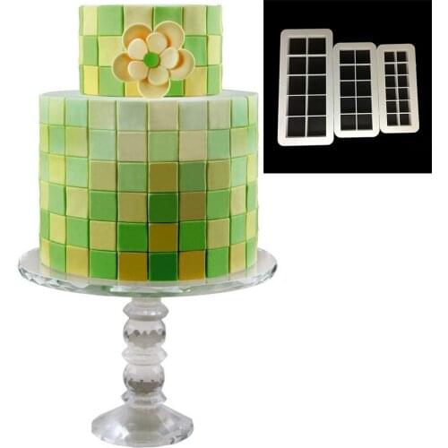 Hot new 3pcs Square Geometry Fondant Cookie Cutter Cake Mold Decorating Tools Biscuit Hand Stamp Press Plunger Cutter Mold