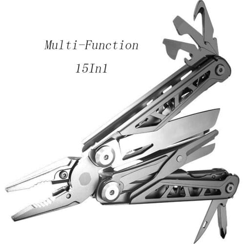 EDC Multi-Function Plier 15In1 For Working Cutting Bottle Opener Driver And Camping With Hardness HRC78 420 Stainless Steel