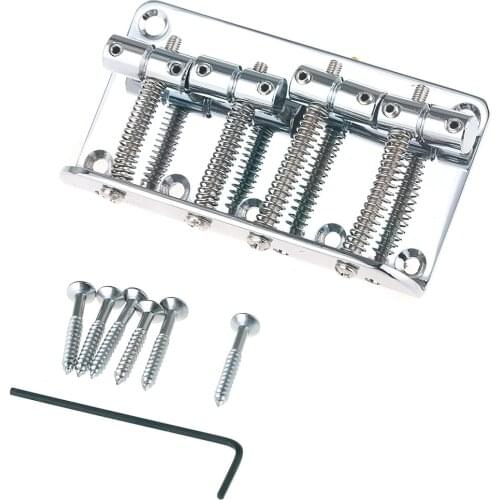 Musiclily 4 String Non-Tremolo Bass Bridge, Chrome