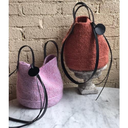 Handmade Bag Strap Black Wide Handle Shoulder Woven Set for DIY Backpack Bucket Knitting Accessories