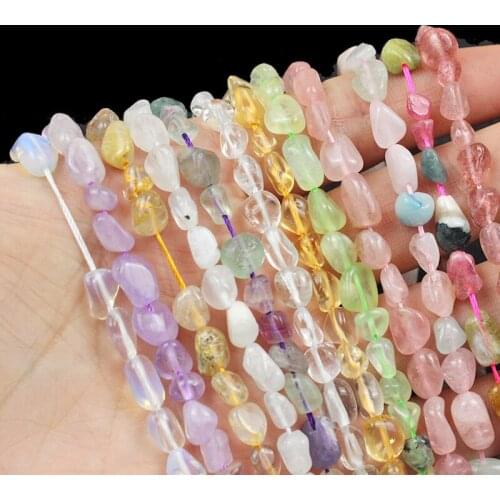 Natural Moonstone With Holes Lrregular Crystal Quartz Tourmaline Stones Loose Beads Handmade DIY Jewelry Making Bracelet