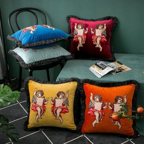 Embroidery Baby Pillow Case Cushion Cover Cojines Decorativos Para Sofa Velvet Festival Throw Pillows Colors Cushions Coussin