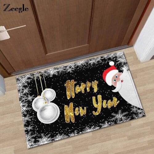 Zeegle Christmas Patterns New Year Gift Door Mat Kitchen Floor Mat Bath Bathroom Rug Decoration Carpet For Living Room