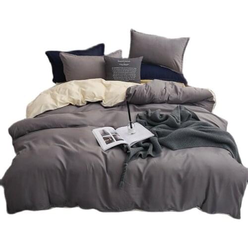 Solid Color Bed Sheet Bed Cover Pillowcase King Queen Twin Single Size Bedding Set