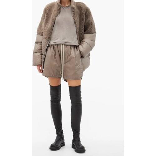 Autumn Winter New 11.25 Thicken Keep Warm Patchwork Zipper Down Coat Or High Waist Cotton Shorts Set Women