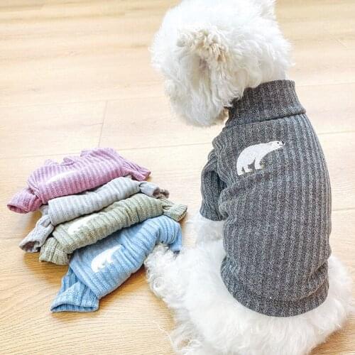 Autumn/winter Pet Clothes Comfort Home Dog Clothes White Undershirt Teddy Bichon Base Shirt Turtleneck Sweater Chihuahua Coat