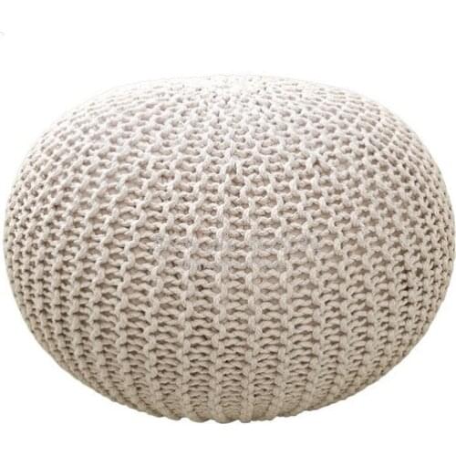 Nordic Handmade Ottoman & Footrest For Living Room Home Decorative Seating Bean Bag Knitted Ottoman Round Floor Seat 2 Size
