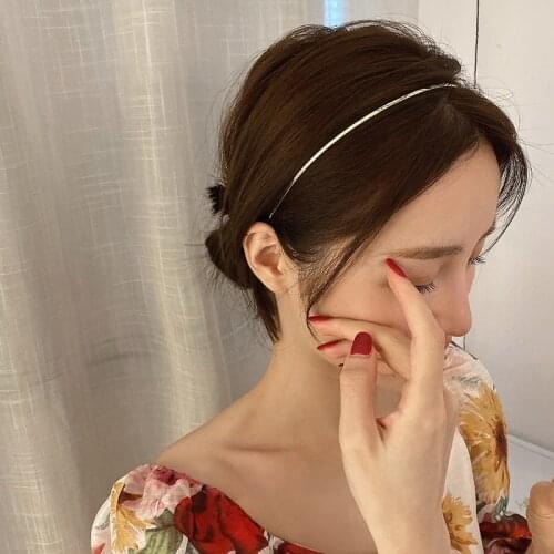 Simple Glossy Metal Gold Headband for Women Girl Chic Wave Hair Band Alloy Thin Hairbands Bandana Bezel Retro Hair Accessories