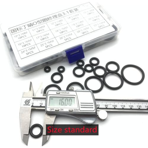 125pcs/Box Rubber O Ring Thickness 3.1mm Assortment Black O-Ring Seals Set Nitrile Washers High Quality For Car Gasket 15 Sizes