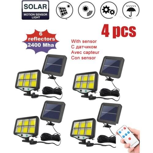 4pcs seperable 120 LEDs Outdoor Solar Wall Lamp PIR Motion Sensor Solar Porch Lights IP65 Sunlight Powered For Street Fence Gard