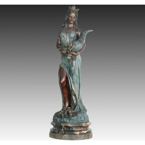 Life Size Fortuna Tyche Roman Goddess of Luck Statue Replica Bronze Western Classical Sculpture Indoor Floor Decor Large