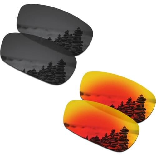 SmartVLT 2 Pairs Polarized Sunglasses Replacement Lenses for Oakley Crosshair 2.0 Stealth Black and Fire Red
