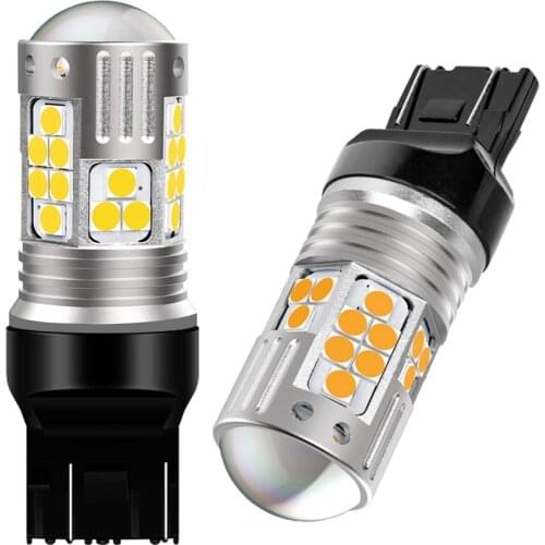 2Pcs New T20 7443 W21/5W Super Bright 3030 LED Car Tail Brake Bulbs Turn Signals Auto Rear Parking Lamp Daytime Running Light