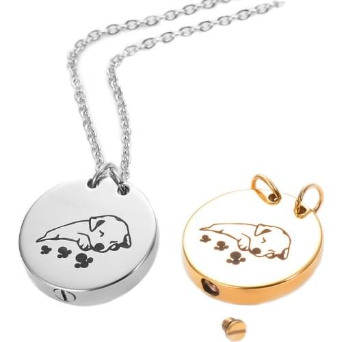 2 Colors,Pet Cremation Necklace for Ashes Urns Jewelry Stainless Steel Round Dog Cat Keepsake Memorial Urn Pendant Locket