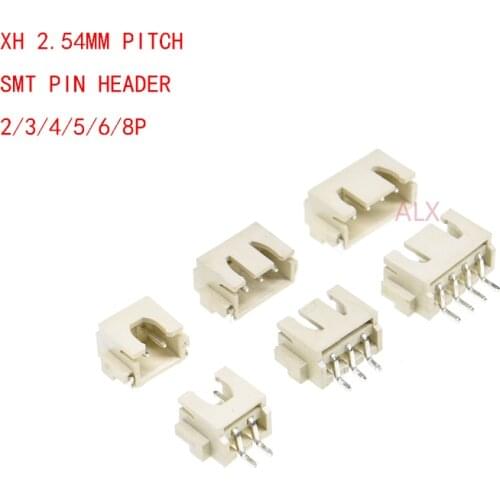 20pcs XH2.54 SMD SMT RIGHT ANGLE connector 2.54MM PITCH MALE pin header 2P/3P/4P/5P/6P/8P/ FOR PCB BOARD LED strip connector