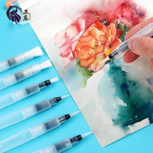 3/6Pcs Refillable Paint Brush Water Color Brush Soft Watercolor Brush Ink Pen For Painting Calligraphy Drawing Art Supplies
