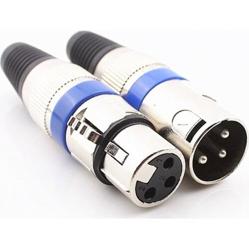 3 Pin Blue Plastic Circle Xlr Connector Female Plug Xlr Cannon Microphone Cable Connector Male Plug Terminal Adapter