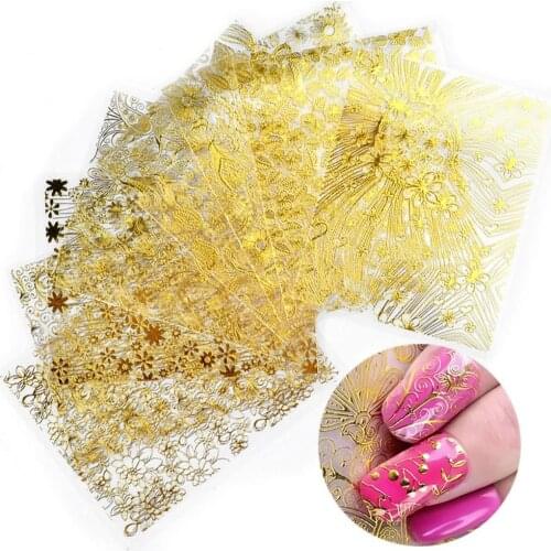 3d Metal Nail Stickers Beautiful Nail Art Sticker Paper Applique Back Glue Sticker For Best Presents T1598