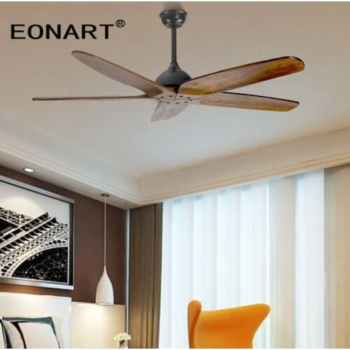 60 inch European style solid wood ceiling fan without lamp led dc ceiling fans with remote control decorative 110-220 volt fan