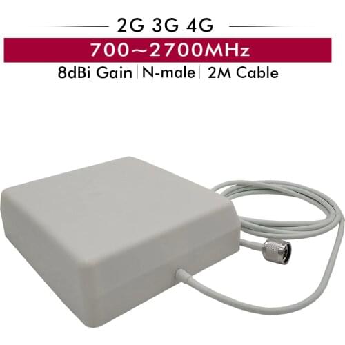700-2700MHz Indoor Panel Antenna 8dBi with N-male Type Connector 2m Cable for GSM/CDMA/DCS/PCS/AWS/WCDMA/LTE 2G 3G 4G Booster