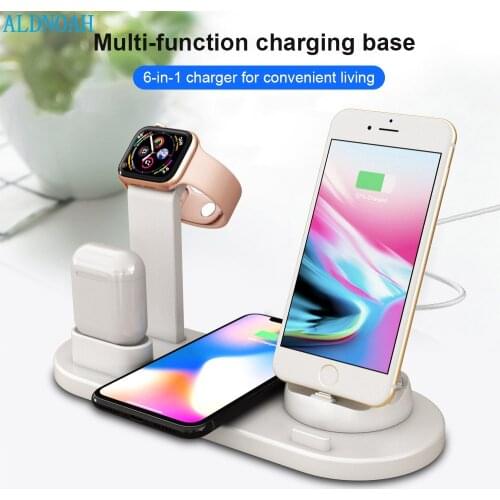 6 in 1 Wireless Charging Induction Charger Stand For iPhone 11 Pro X XS Max XR 8 Airpods Pro Apple Watch Docking Station