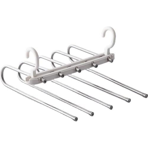 Stretch Pants Rack Stainless Steel Hanger Clothes Household Multi-layer Set Saving Space Saver Coat Trouser Storage