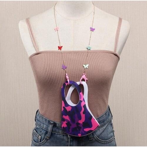 2021 New Fashion Butterfly Mask Chains Holder For Women Anti-lost Face Mask Lanyard Clay Beaded Long Necklace Boho Jewelry
