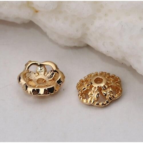 DoreenBeads Copper Beads Caps Flower Gold Filled Jewelry Accessories (Fit Beads Size: 8mm Dia.) 7mm( 2/8") x 7mm( 2/8"), 10 PCs