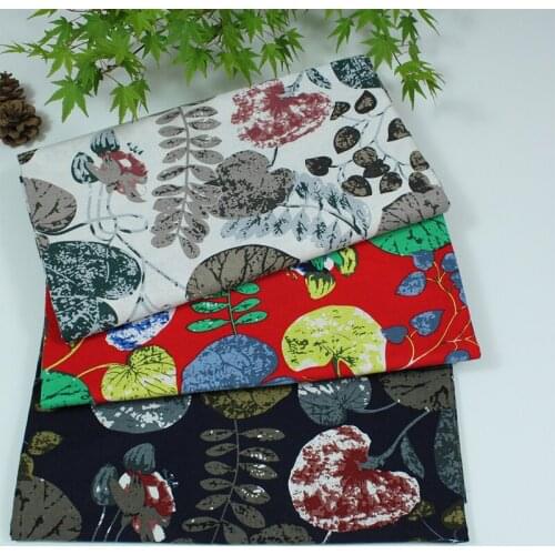 Cotton and linen elegant blue red white Begonia vine printed for DIY handwork tablecloth curtains blouse dress fabrics textile