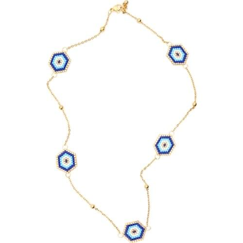 Go2boho Choker MIYUKI Necklaces Blue Evil Eye Necklace Insta Fashion Gold Chain 2019 Women Kolye Jewelry Handmade Gift