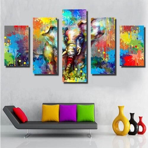 Full Square/Round Drill 5D DIY diamond painting 5pc Watercolor elephant Pictures mosaic Diamond Embroidery Wall Arts J1757