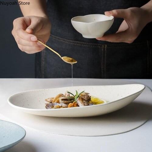Nordic Irregular Ceramic Plates Creative Home Dining Plate Tableware Living Room Dining Table Display Plate Kitchen Supplies