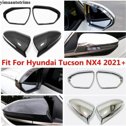 Rearview Mirror Caps Rain Eyebrow Visor Decor Cover Trim ABS Chrome / Carbon Fiber Accessories For Hyundai Tucson NX4 2021 2022
