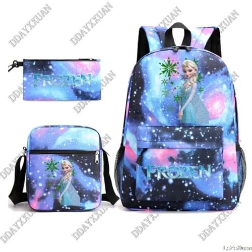 Disney Frozen Elsa Printed Bags Set Streetwear School Bag Girls Women Backpack Large Capacity Shoulder Bag Handbags Backpacks