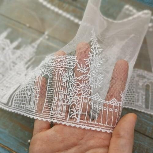 20Yards Princess Castle Embroidery Lace Trim 16.5cm Width White Fabric Garments Sewing Accessories Home Decor DIY High Quality