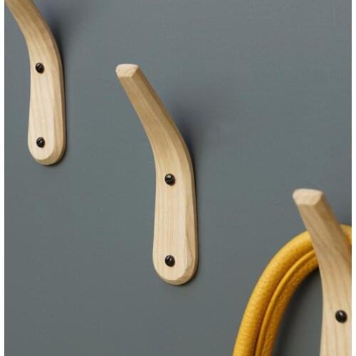 Nordic solid wood hook fitting room childrens room wooden coat hook coat hook single hook 3pcs