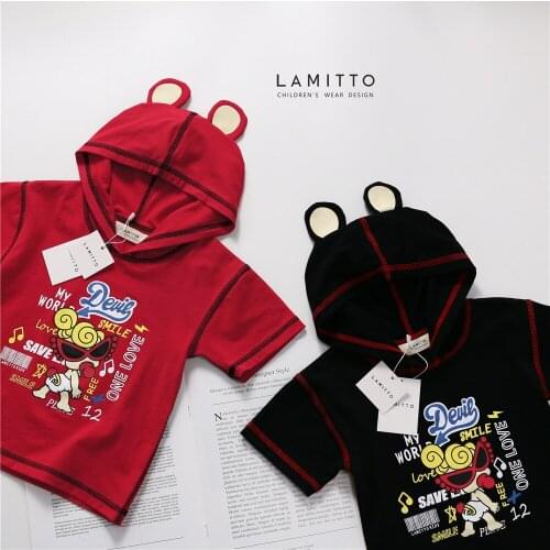 Tonytaobaby New Summer Baby Boys Hip-hop Hood Short Sleeve Cotton T-shirt Top Girls Tops