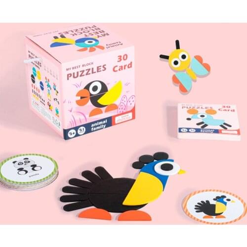 Hot Sale Wooden Jigsaw Puzzle Board Set Colorful Children Kids Baby tangram Wood Montessori Educational Developing Toys