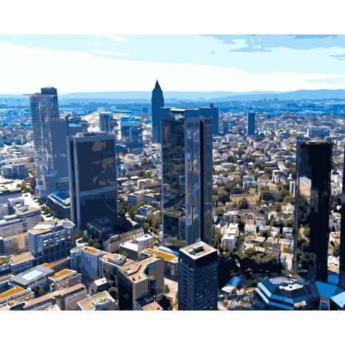 MaHuaf-j306 Germany Frankfurt skyscrapers city landscape DIY coloring by numbers Wall decoration painting