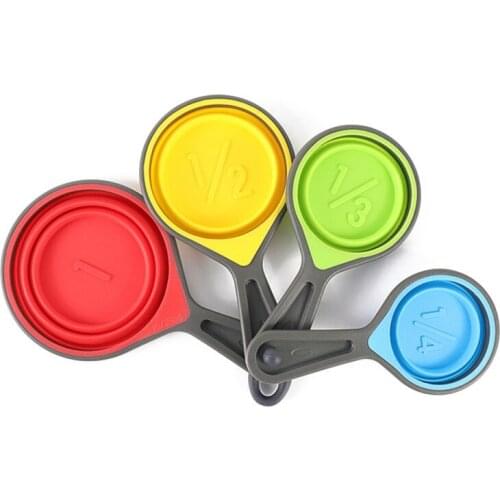 Measuring Cups Collapsible Measuring Cups 4 Piece Measuring Tools Engraved Metric/US Markings For Liquid & Dry Measuring Space