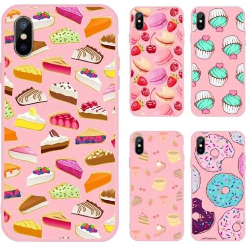 Cute donut cake dessert Phone Case Candy Color for iPhone 6 7 8 11 12 s mini pro X XS XR MAX Plus